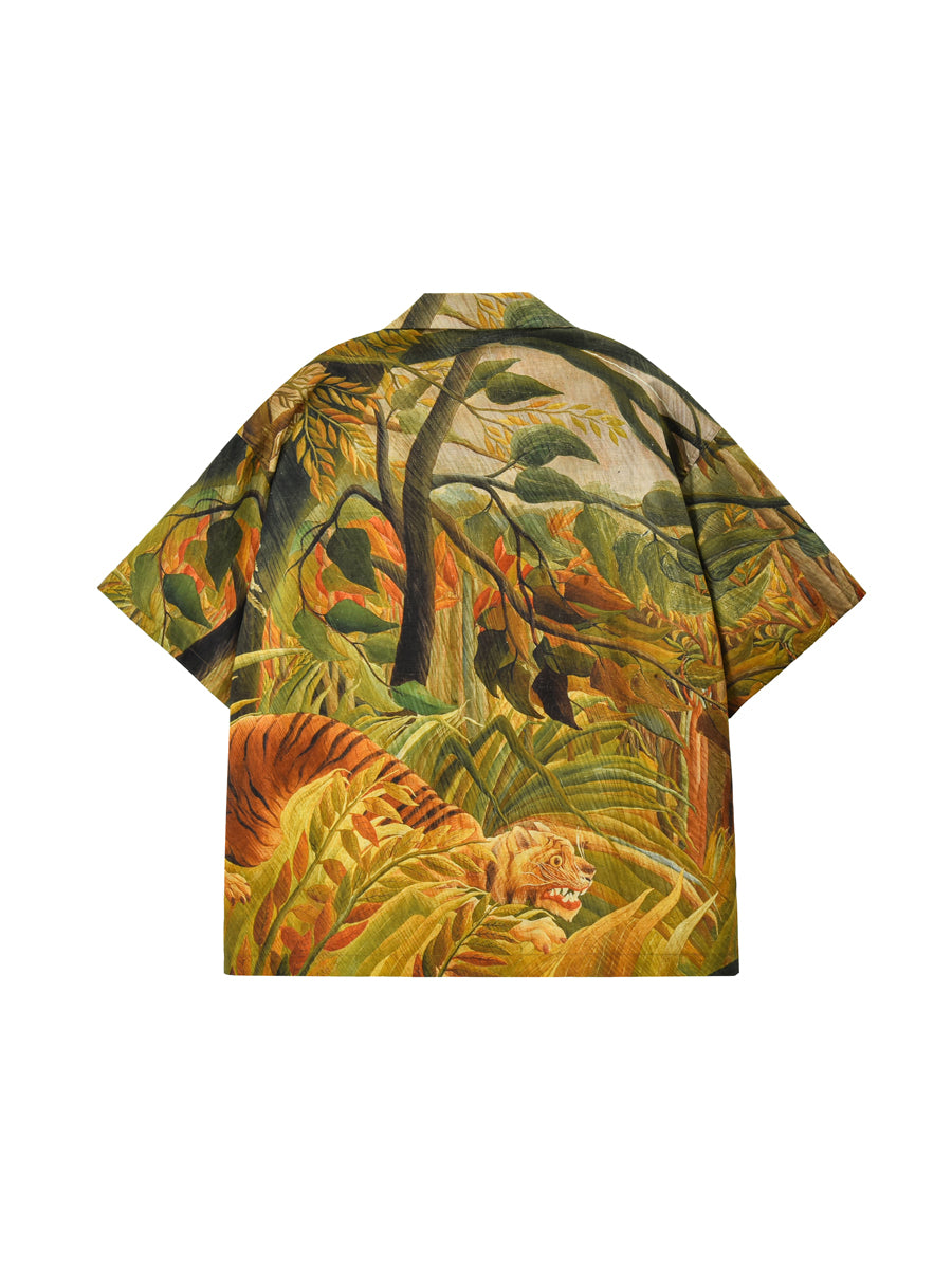 Tiger in a Tropical Storm Hawaiian Shirt